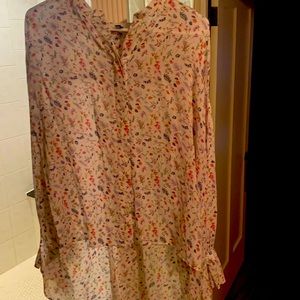 COPY - Floral BCBG poet sleeve high low blouse